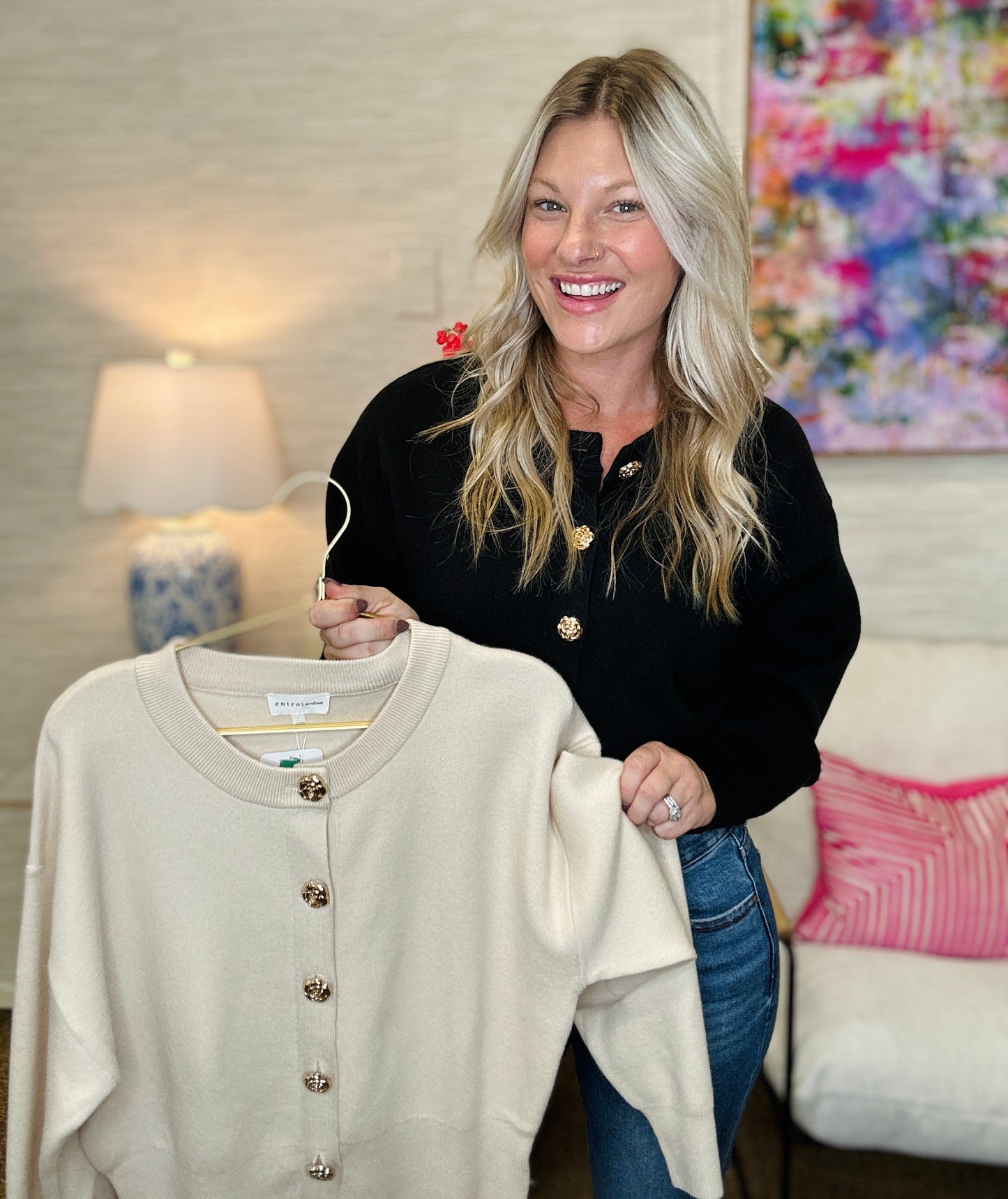 The Rose Button Sweater in 2 Colors