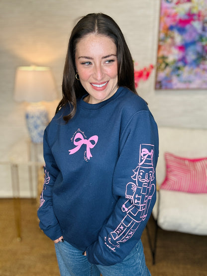 Nutcracker Bows Navy Sweatshirt