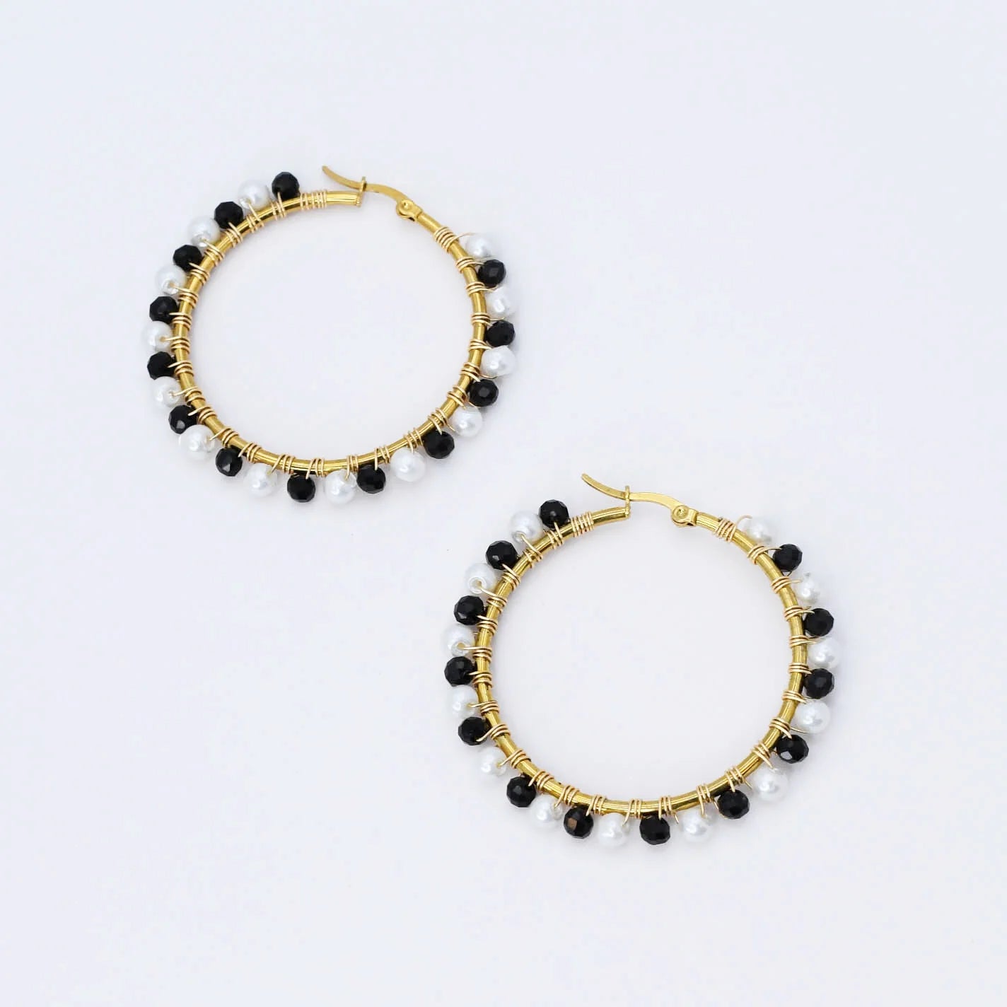 The STEAL Blk/White Beaded Hoops