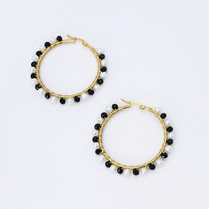 The STEAL Blk/White Beaded Hoops