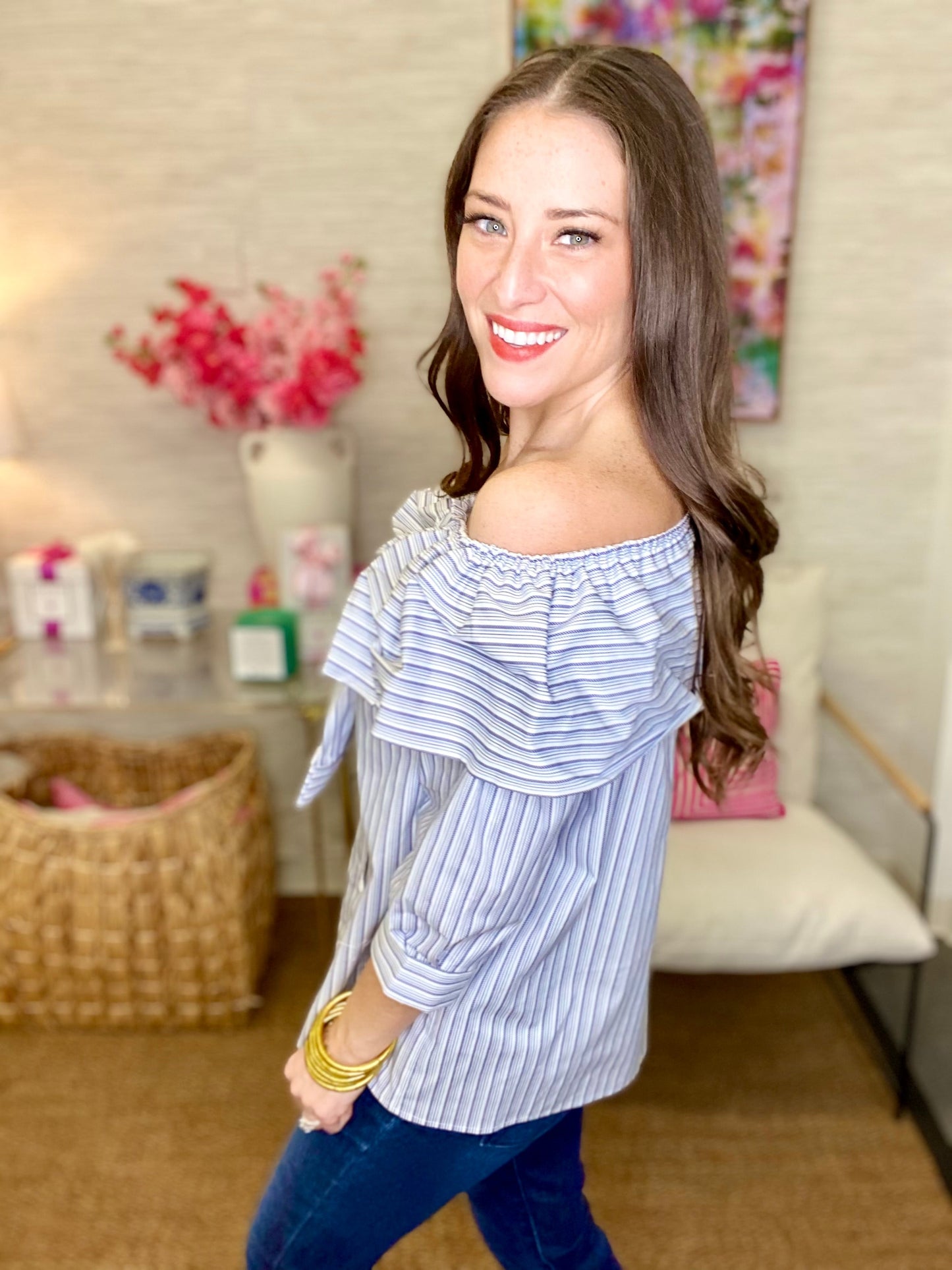 The Blue Bar Stripe Fable Top-AS