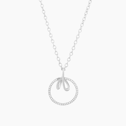 ES Ribbon in a Circle Pendant Necklace
