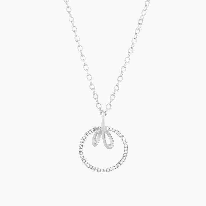 ES Ribbon in a Circle Pendant Necklace