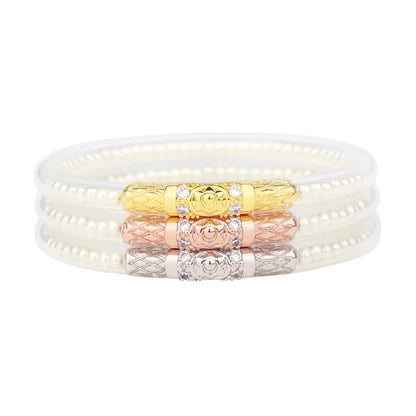 White Pearl Three Queens Budha Bangles