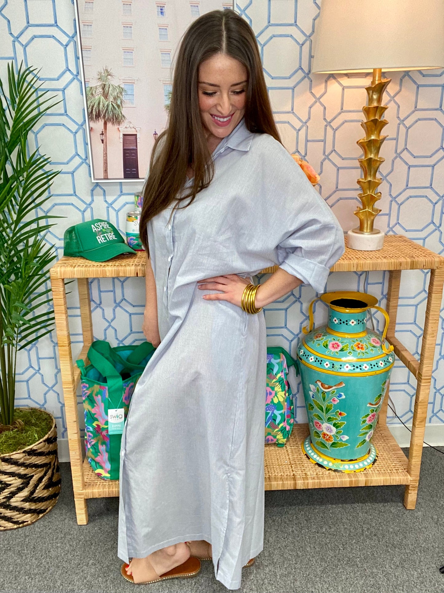 The Navy Pinstripe Regan Maxi-AS