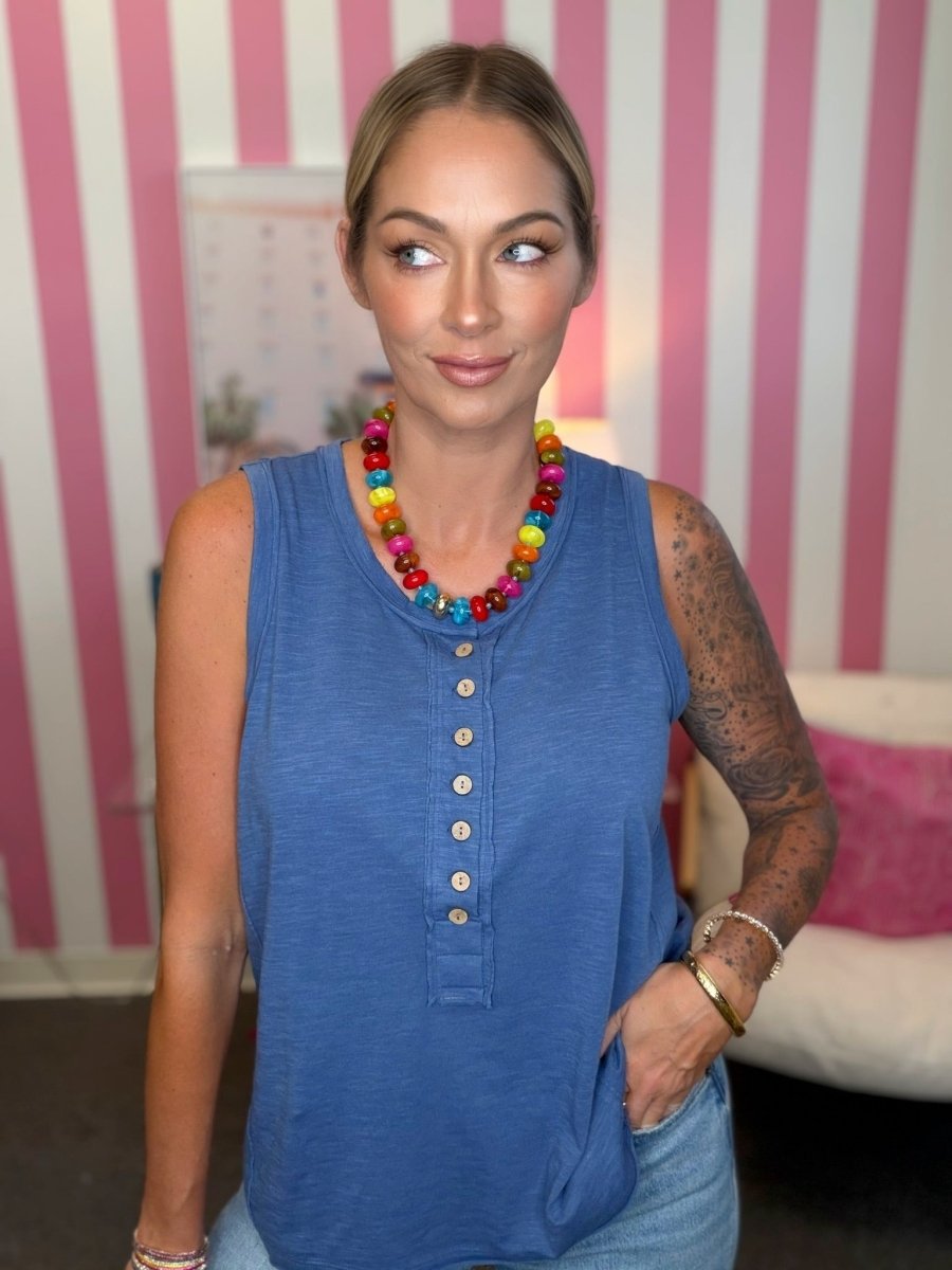 The Henley Button Tank-2 Colors