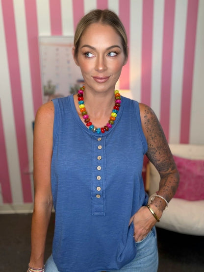 The Henley Button Tank-2 Colors