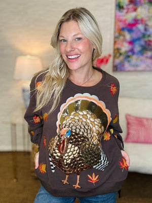 Queen of Sparkles Turkey & Leaves Sweatshirt