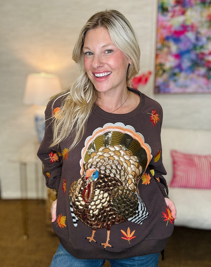 Queen of Sparkles Turkey & Leaves Sweatshirt