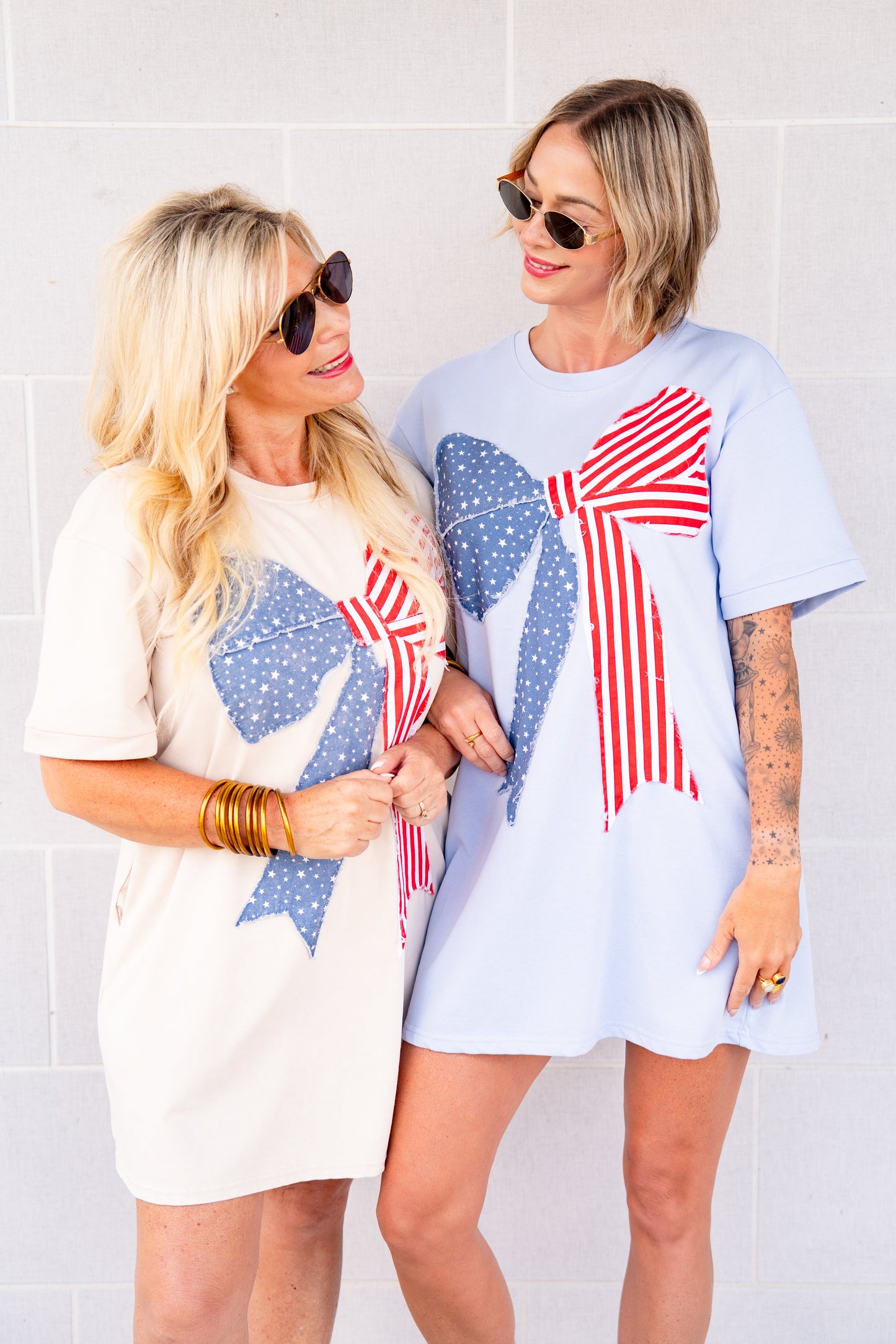 The USA Bow T-Shirt Dress in Sky