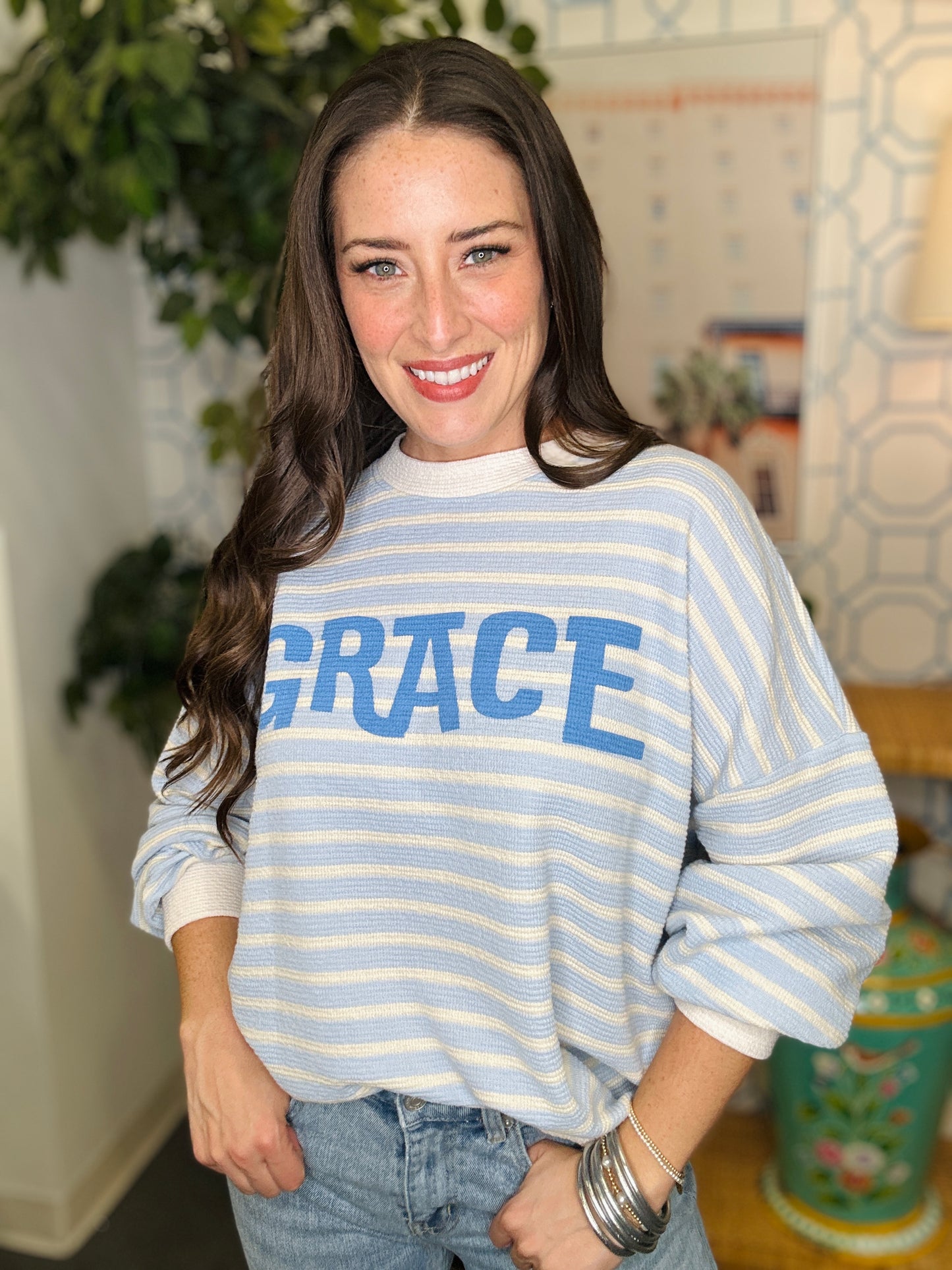 The Honey Knit Striped Grace Pullover