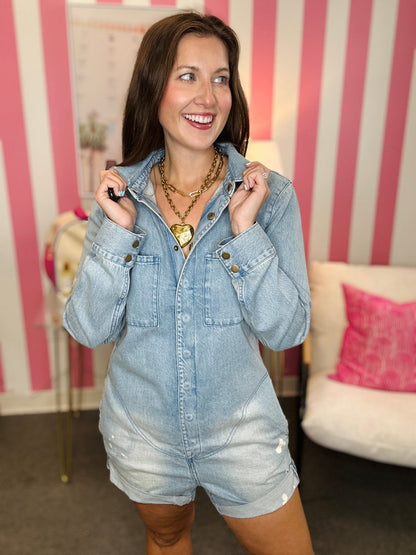 The Denim Stitch Romper- AS