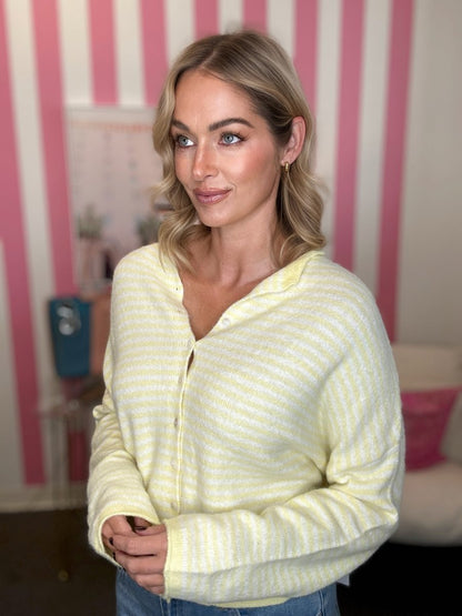 The Worth The Trip Cardigan in Thin Stripe- Lots