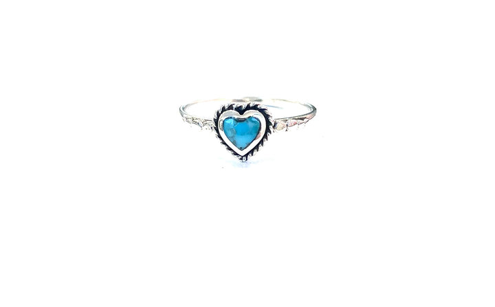 Sterling Ring-Turq Dainty Heart