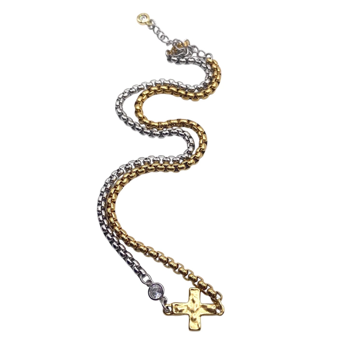 The Mixed Hammered Cross Necklace