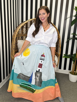 QOS Multi Light House Midi Skirt