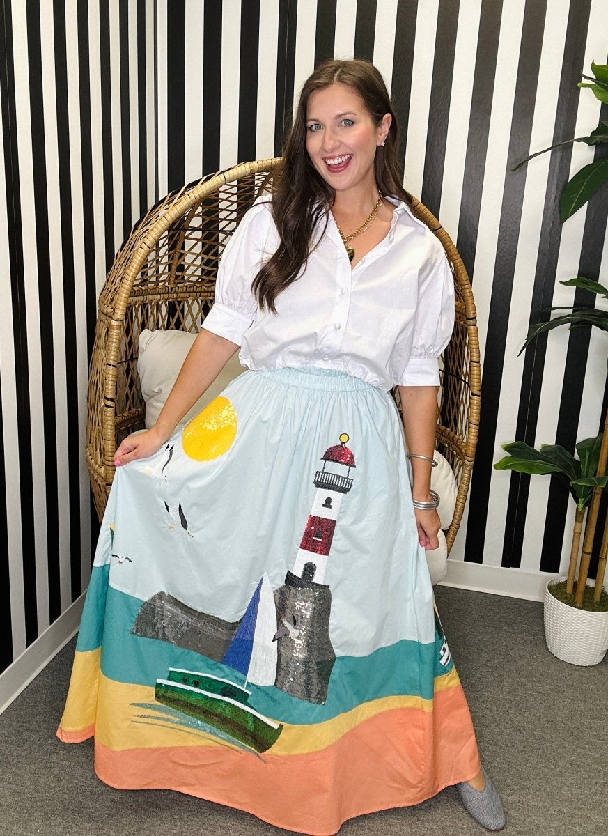QOS Multi Light House Midi Skirt