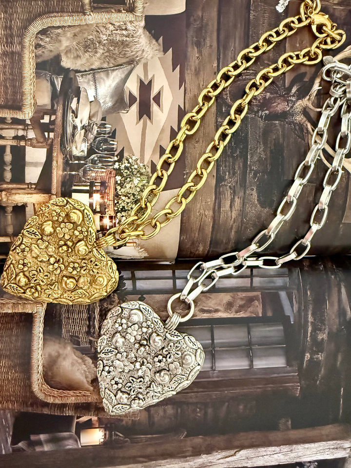 Yochi Huge Heart Necklace in Gold