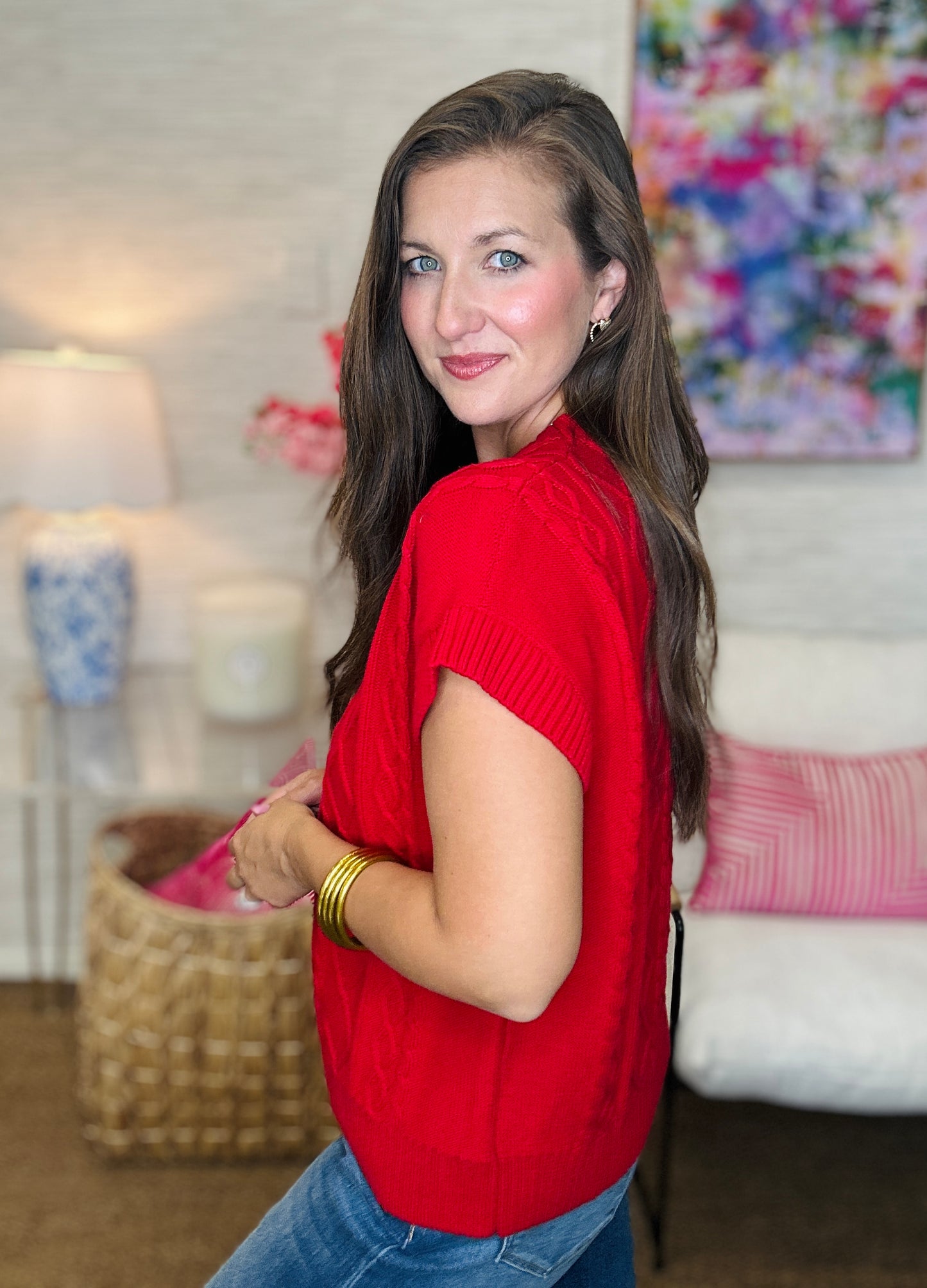 The Cable Sweater in Red