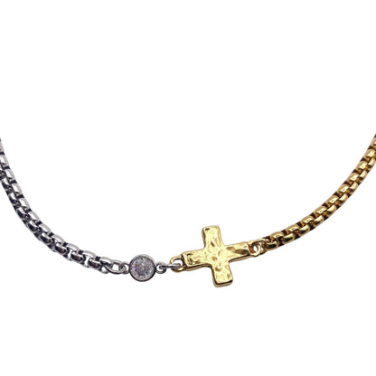 The Mixed Hammered Cross Necklace