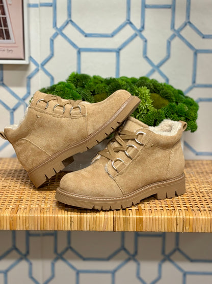 Campfire Boots in Sand Faux Suede