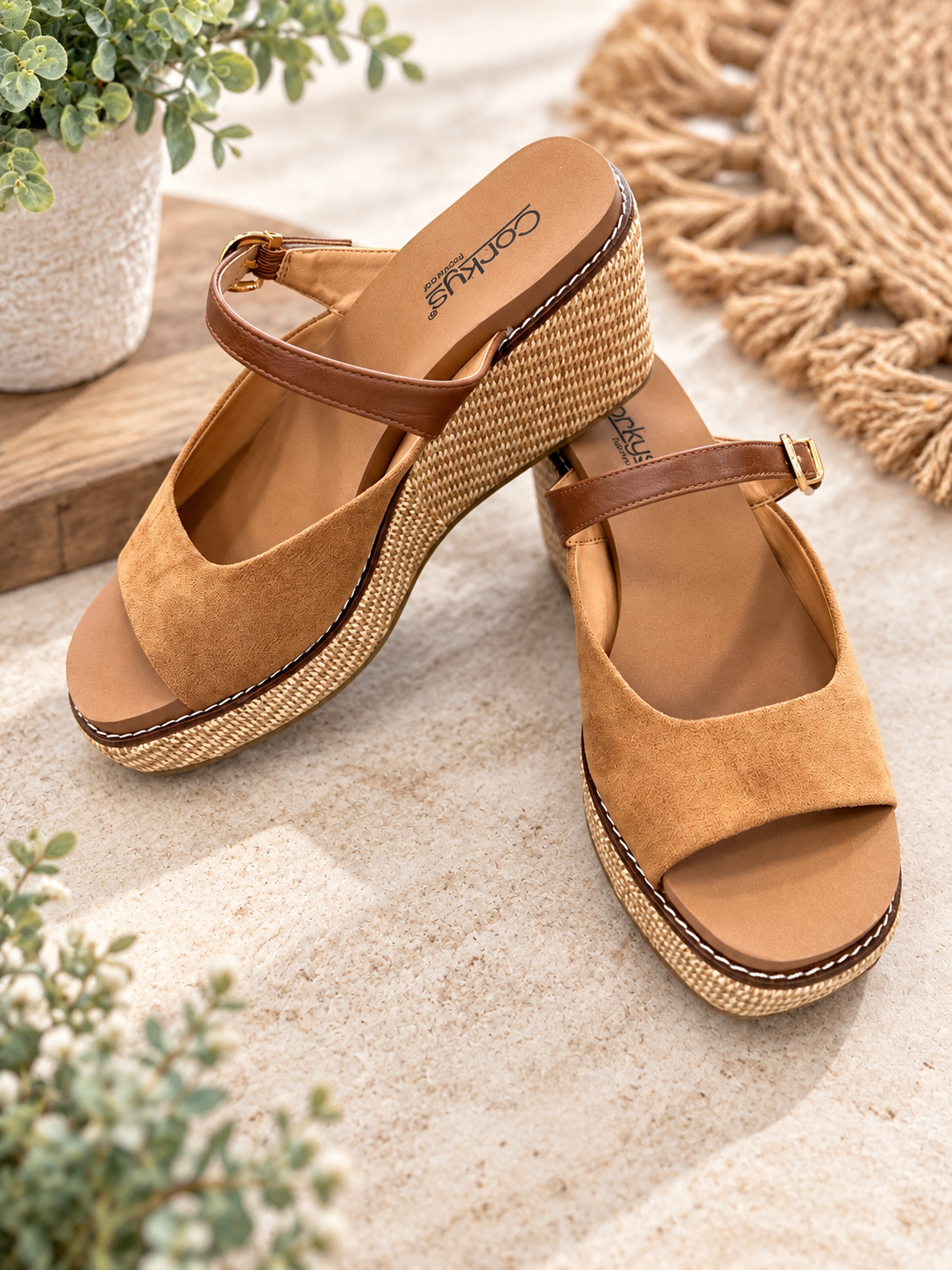 Treat Yourself Wedge Sandals in Chestnut Combo