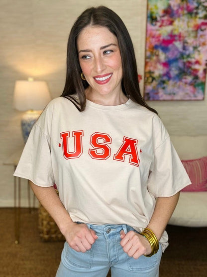 The Beige USA Tee-AS
