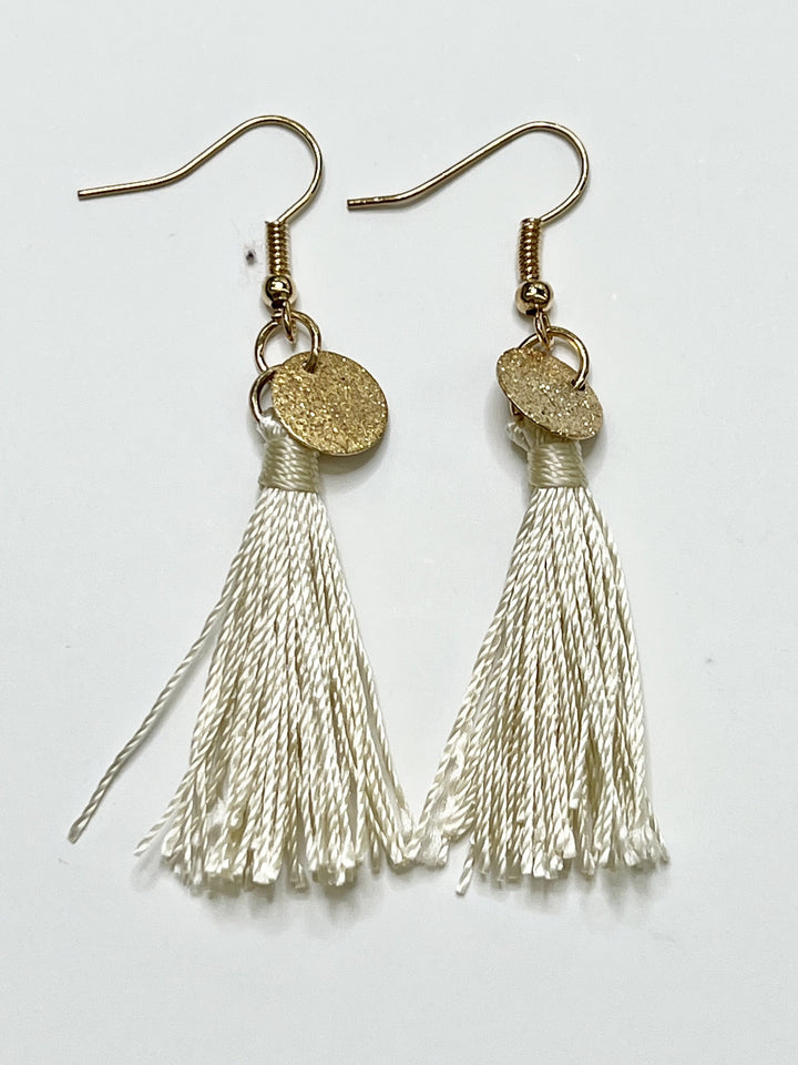 The STEAL Cream Tassel Earrings