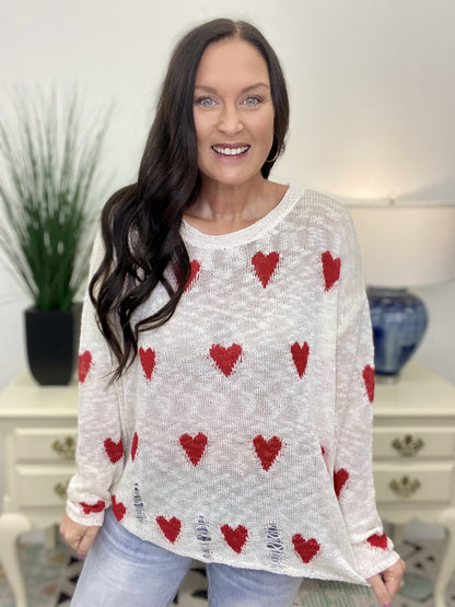 The Distressed Heart Sweater-2 Colors