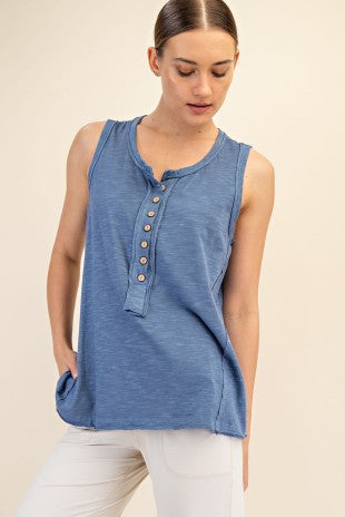 The Henley Button Tank-2 Colors