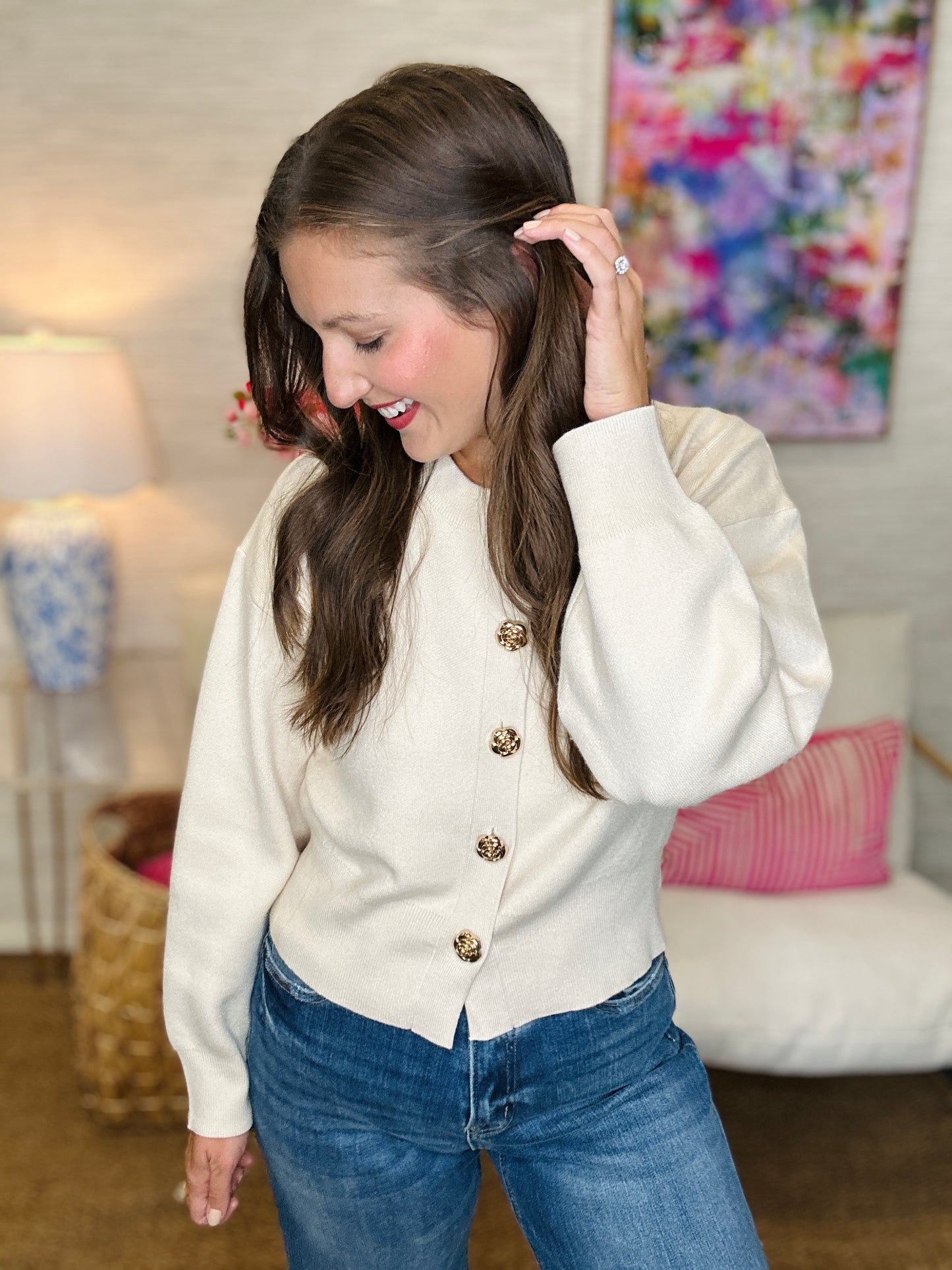 The Rose Button Sweater in 2 Colors