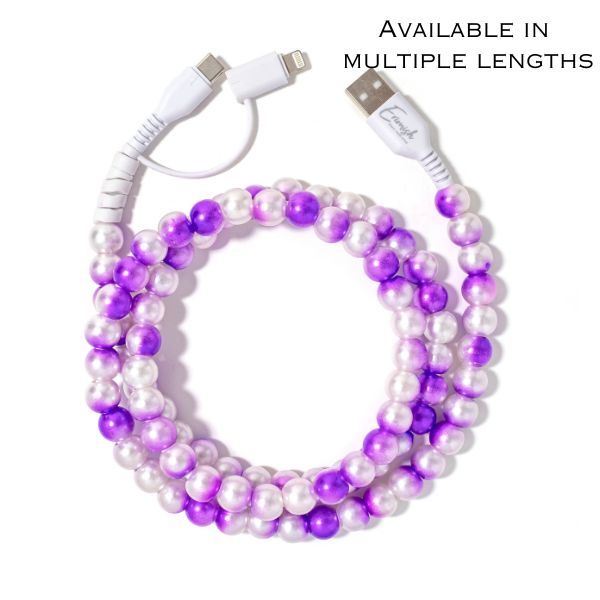 Beaded Phone Charger Purple Ombre