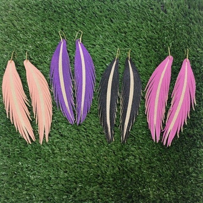 Long Painted Leather Earrings