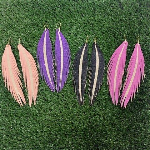 Long Painted Leather Earrings