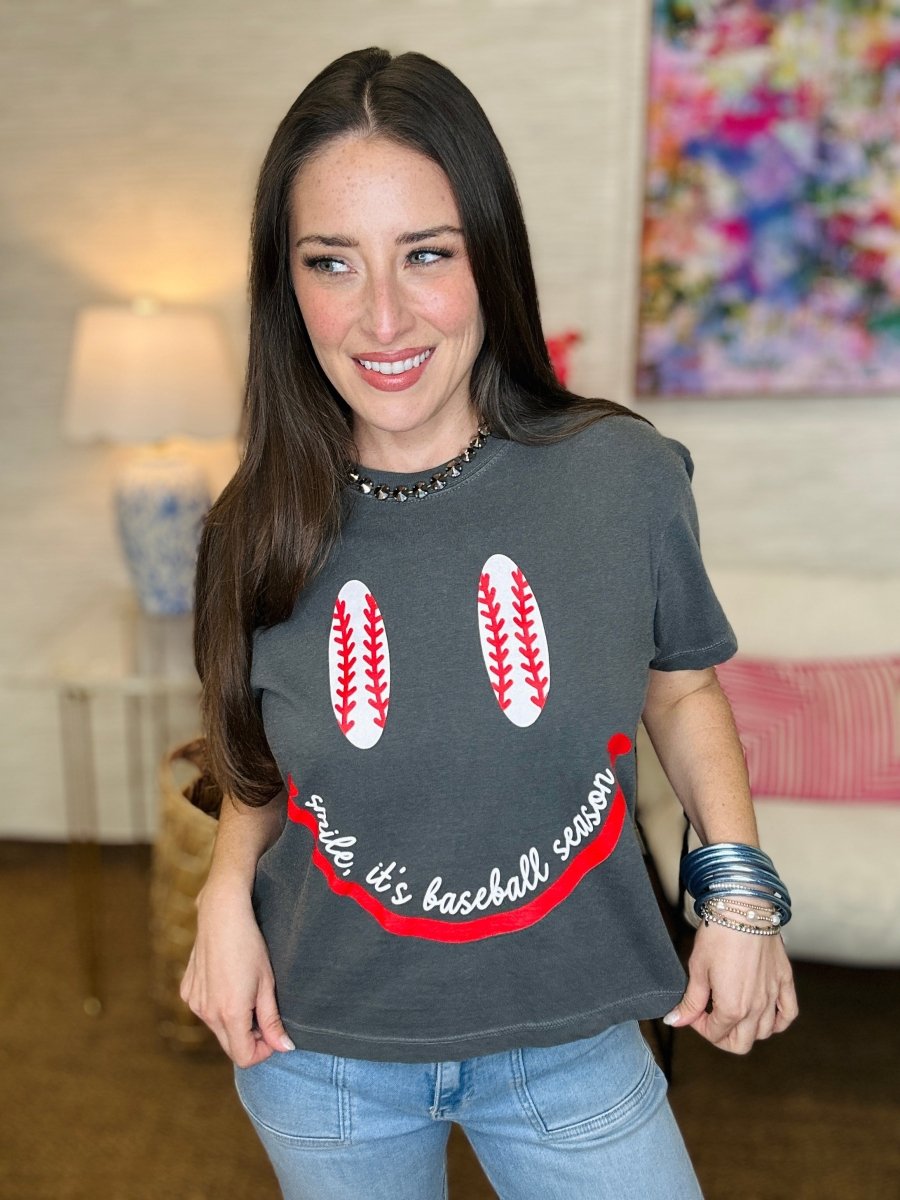 Smile, It's Baseball Season Cropped Tee