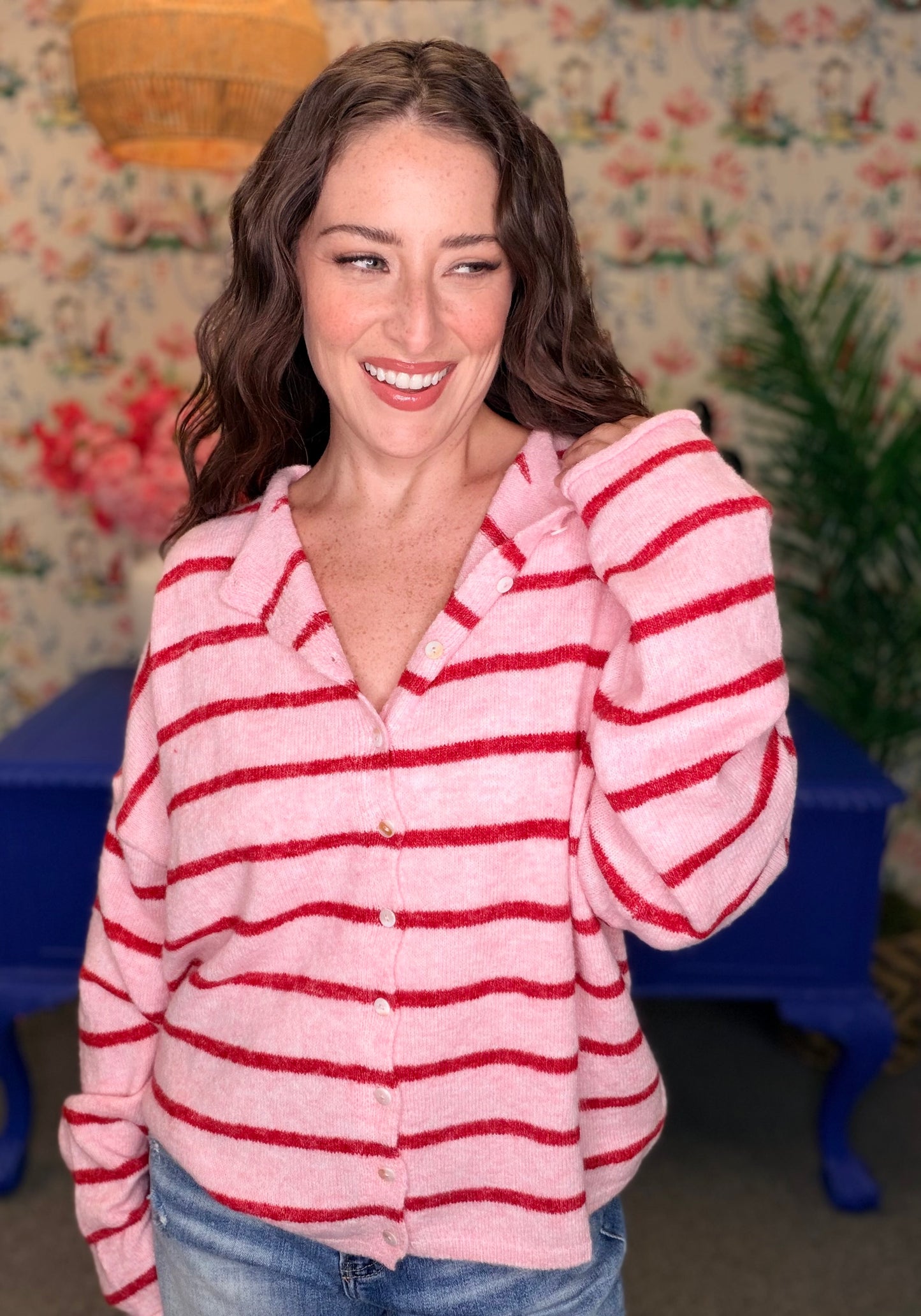 The Worth The Trip Cardigan in Split Stripe