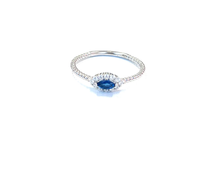 Sterling Ring-Textured Baby CZ Sapphire