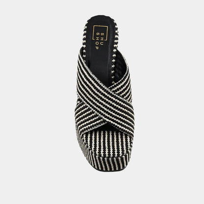 The Black Woven Ludovia Wedges