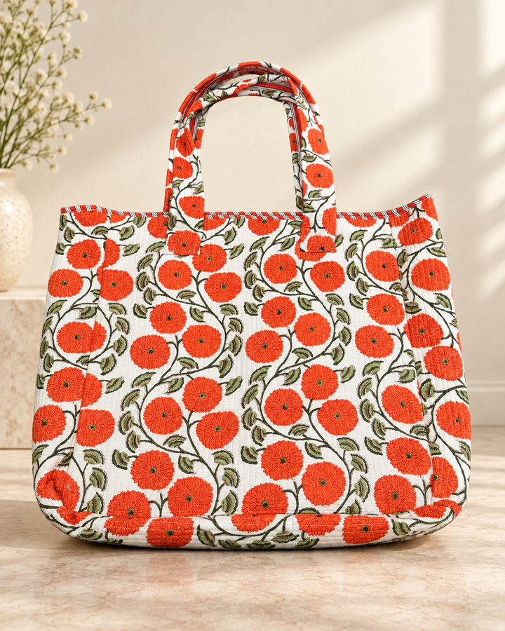 The POL Jumbo Tote in Tangerine Floral