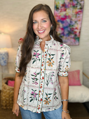 The Deborah Top in Ecru