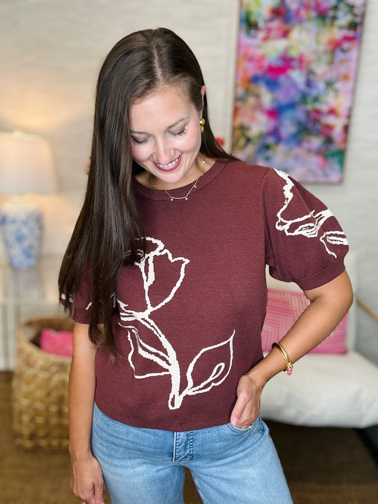 The Flower Sweater in Brown