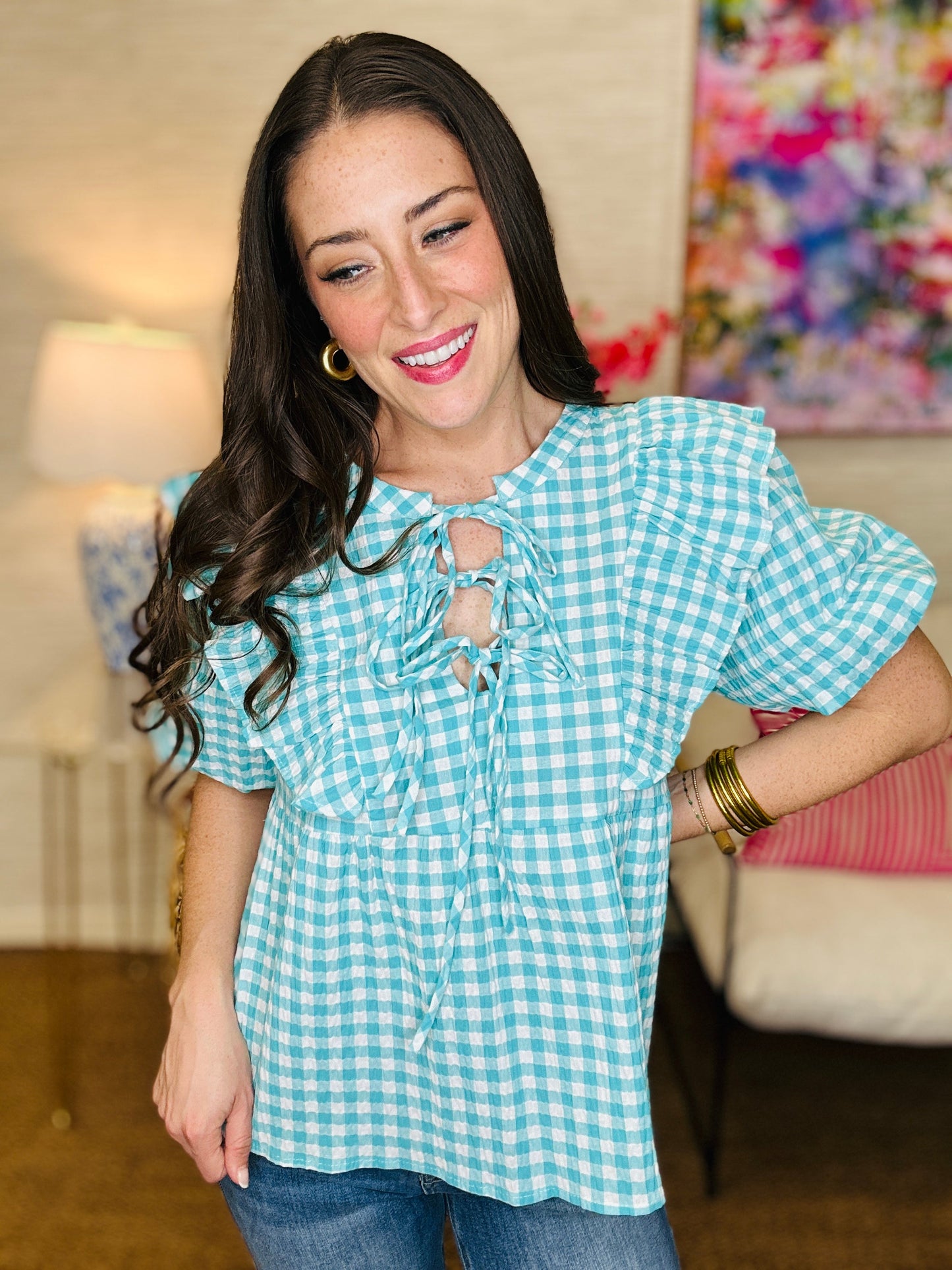 The Juliette Top in Seersucker Gingham