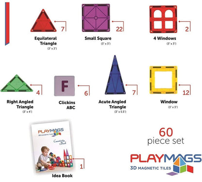60 Piece Stem Magnetic Building Tiles