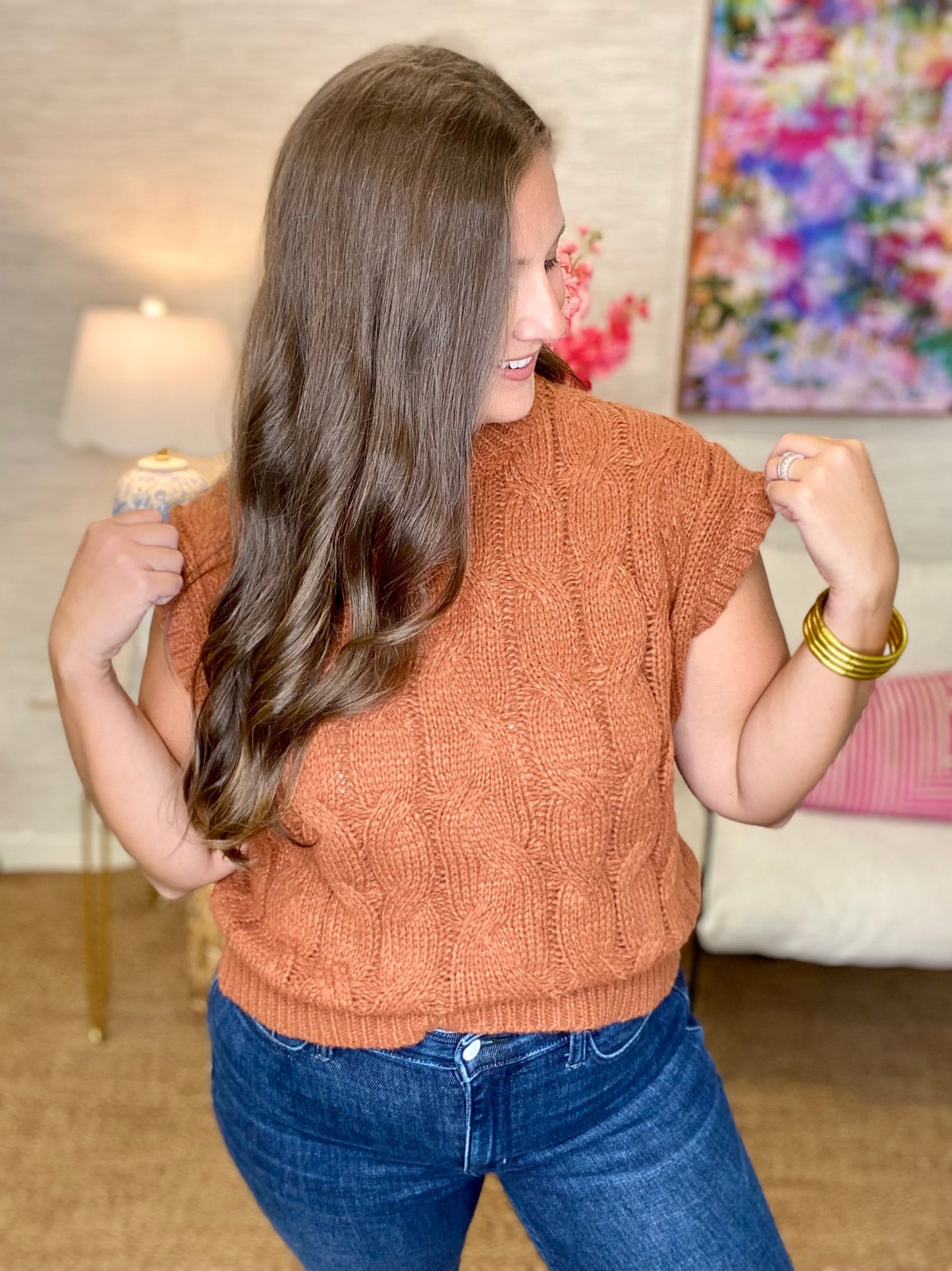 The Capped Cable Sweater in 3 Colors/AS