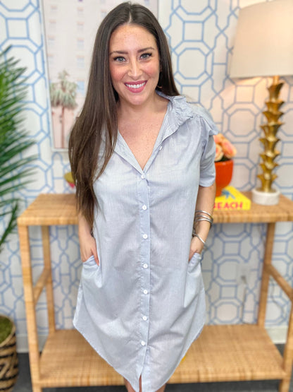 The Navy Pinstripe Callie Dress - AS