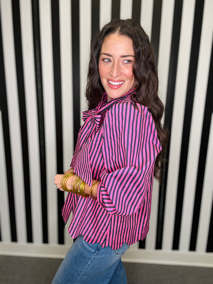 The Pink & Navy Tie Top