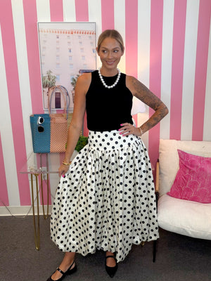 The Mable Midi Skirt in Cream