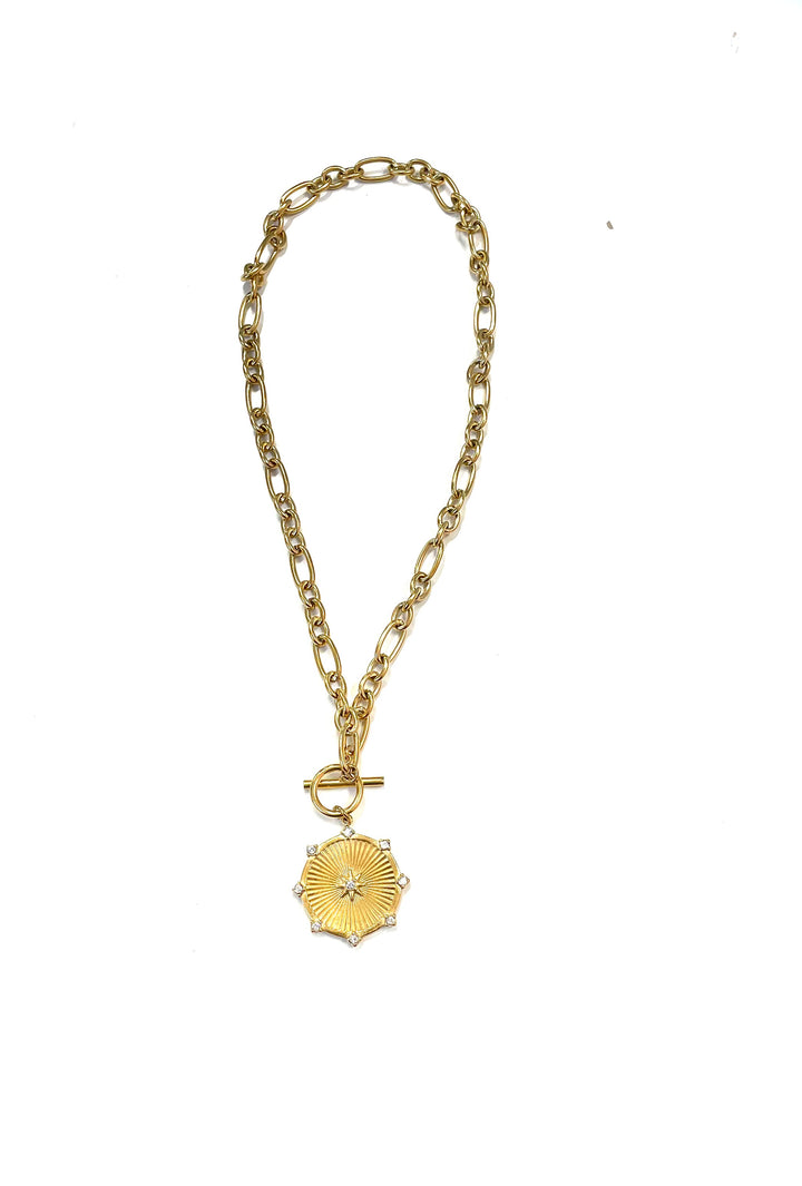 Waterproof Gold Sundial Necklace