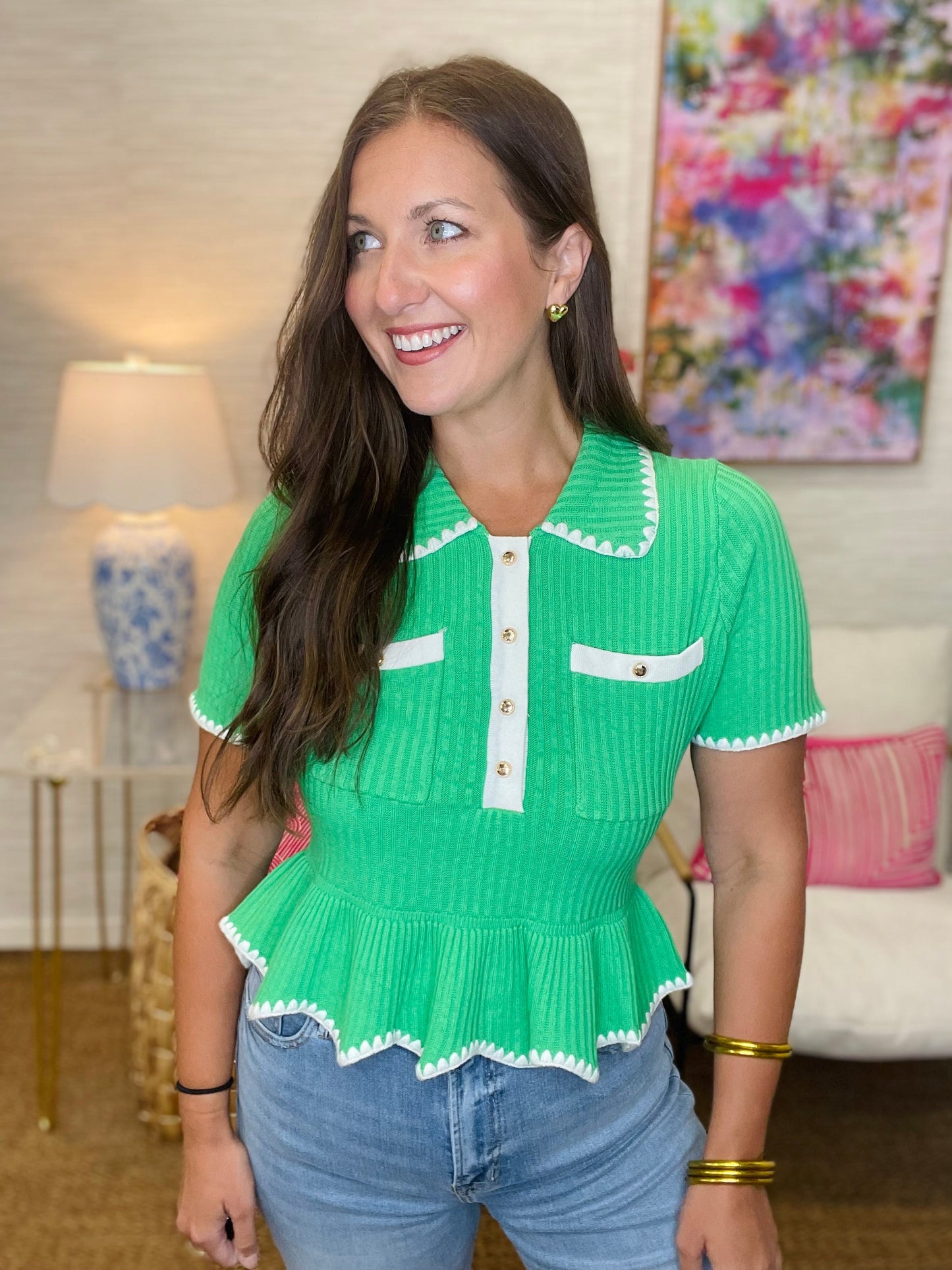 The Alisha Scallop Top-3 Colors
