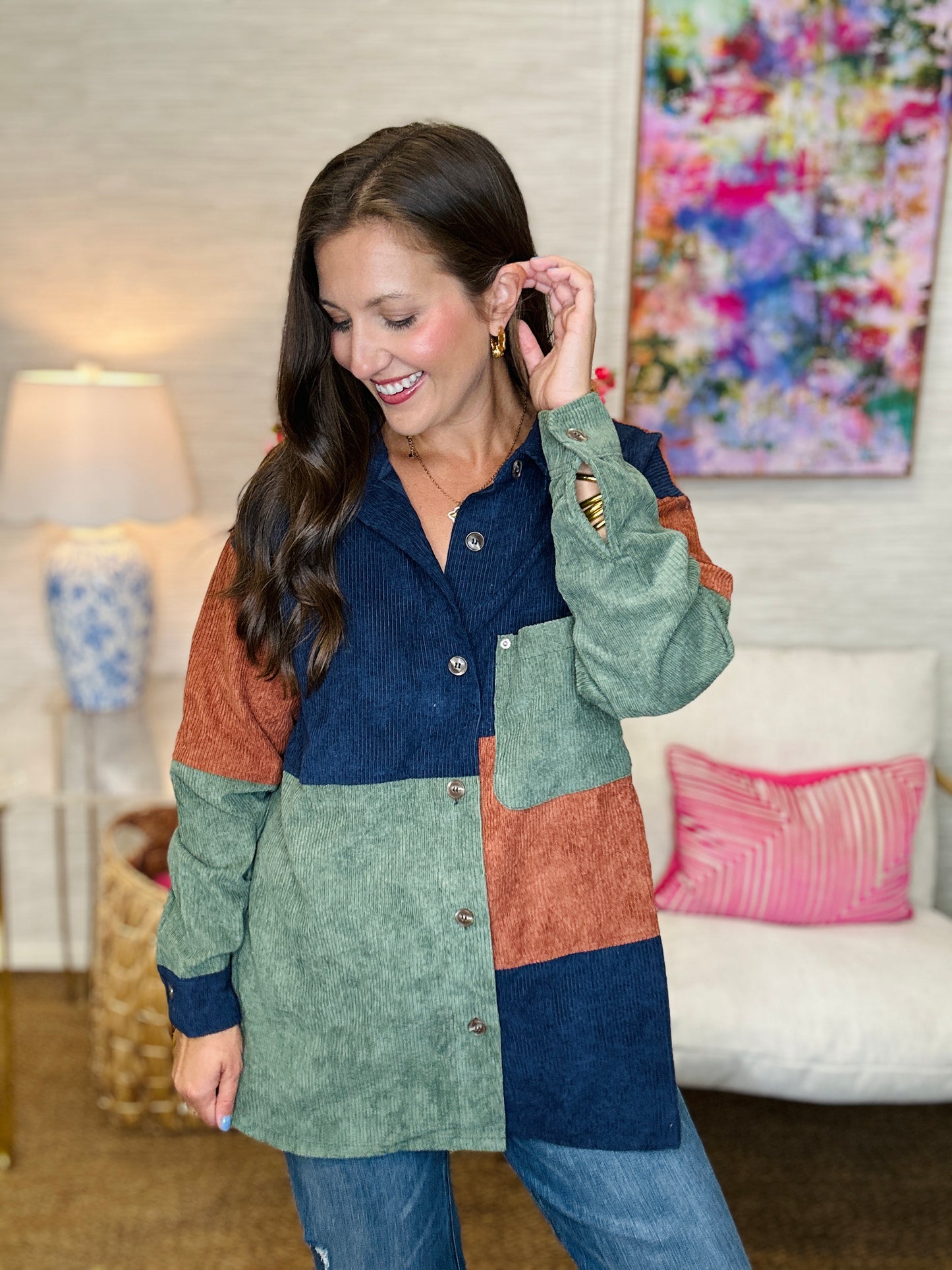 The Block Cord Shacket - 2 Colors